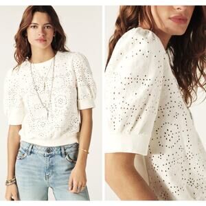 BA&SH Size M Lael Lady Sweatshirt in Ivory Crewneck Top Blouse T Shirt